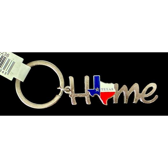 NWT Metal HOME Texas State Map Souvenir Keychain Purse Charm - Picture 1 of 4